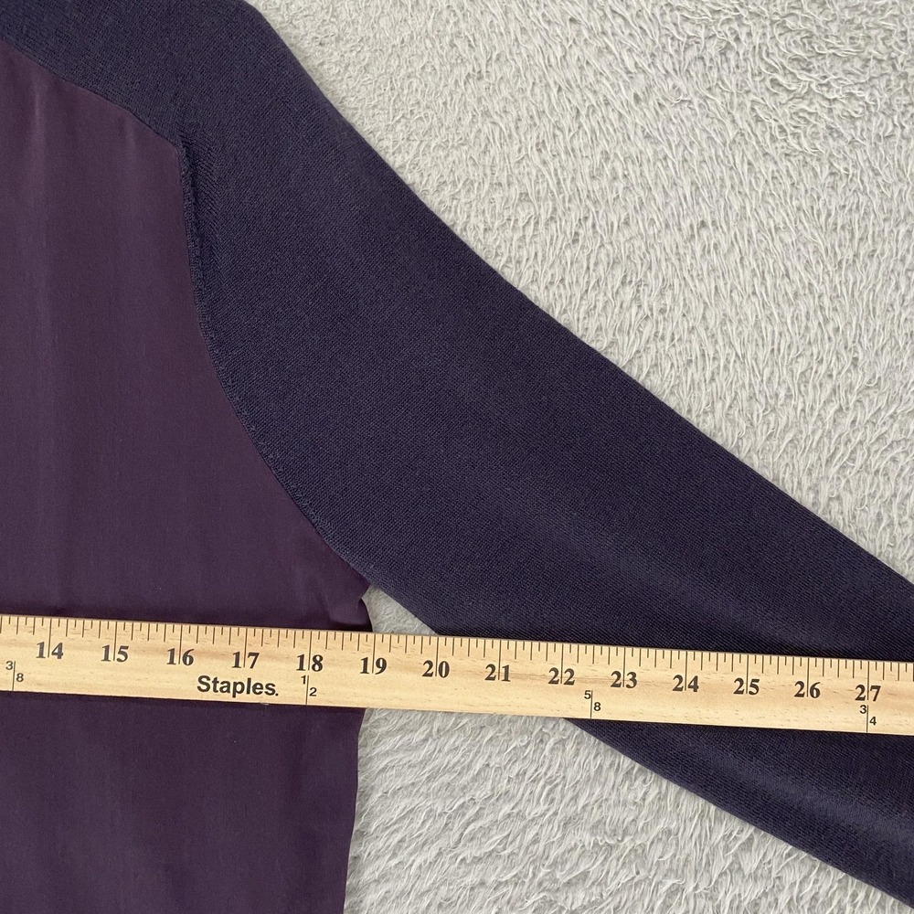 Theory Project Sweater Womens Small Purple Silk Front Merino Wool Knit Crewneck - Picture 5 of 12